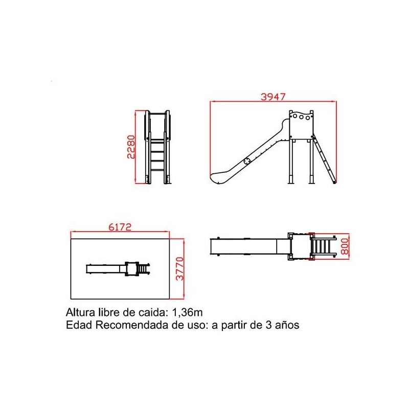 Tobogán LIMA Grande 136 cm