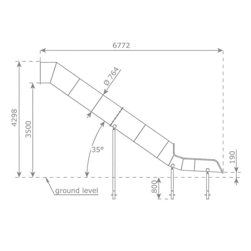 Rampa deslizante em aço tubular INOX