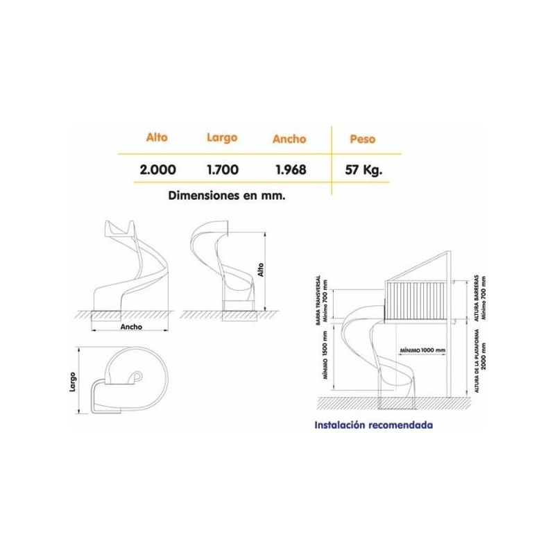 Rampa de tobogán Espiral Helios 200