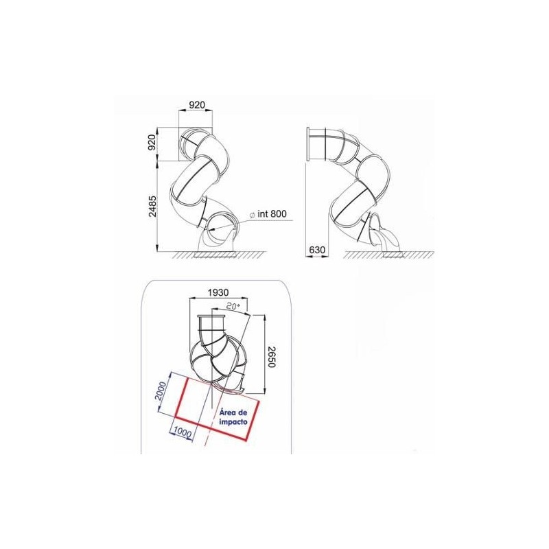 Rampa de escorrega de tubo Espiral 250