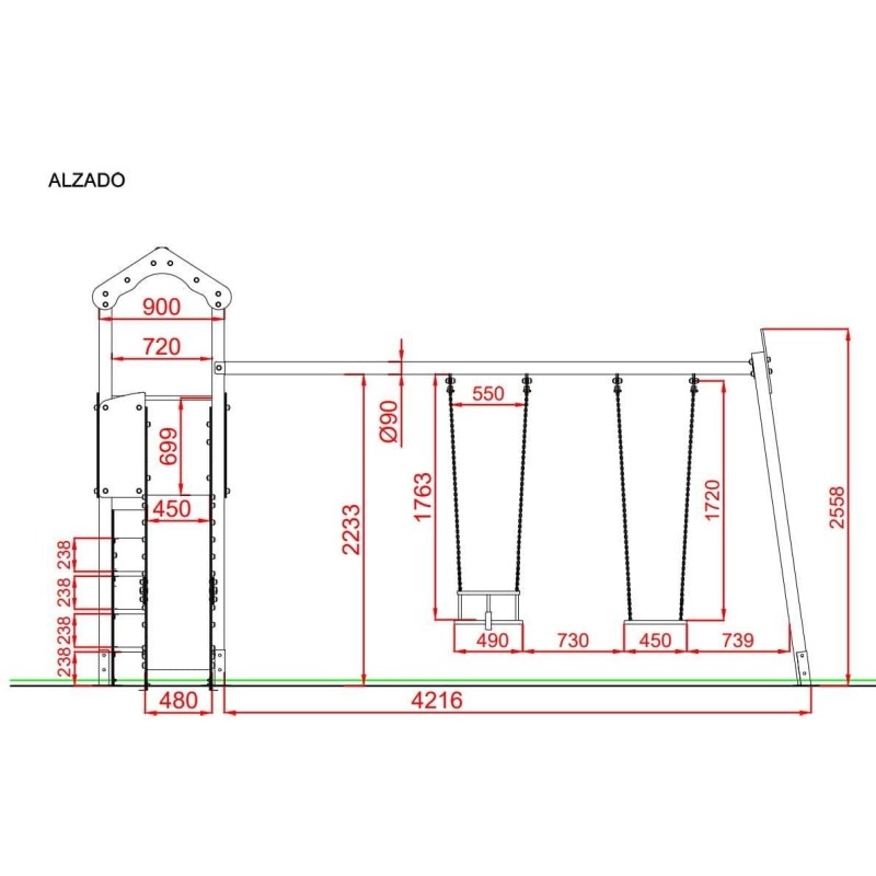 Parc infantil TOKIO amb gronxador doble