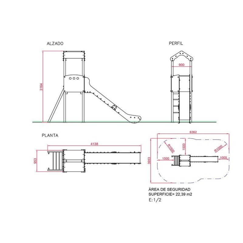 Parque infantil SINGAPUR metálico (torre tobogán)