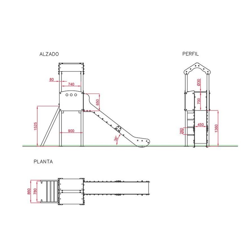 Parque infantil SINGAPUR metálico (torre tobogán)