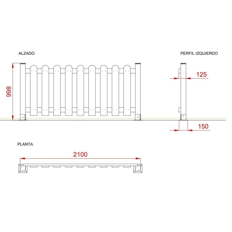 Valla de MADERA TINTADA