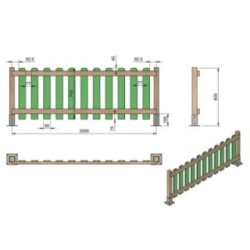 Valla de madera MASGAMES MERLET 80 (lamas 15 mm grosor y altura 80 cm)