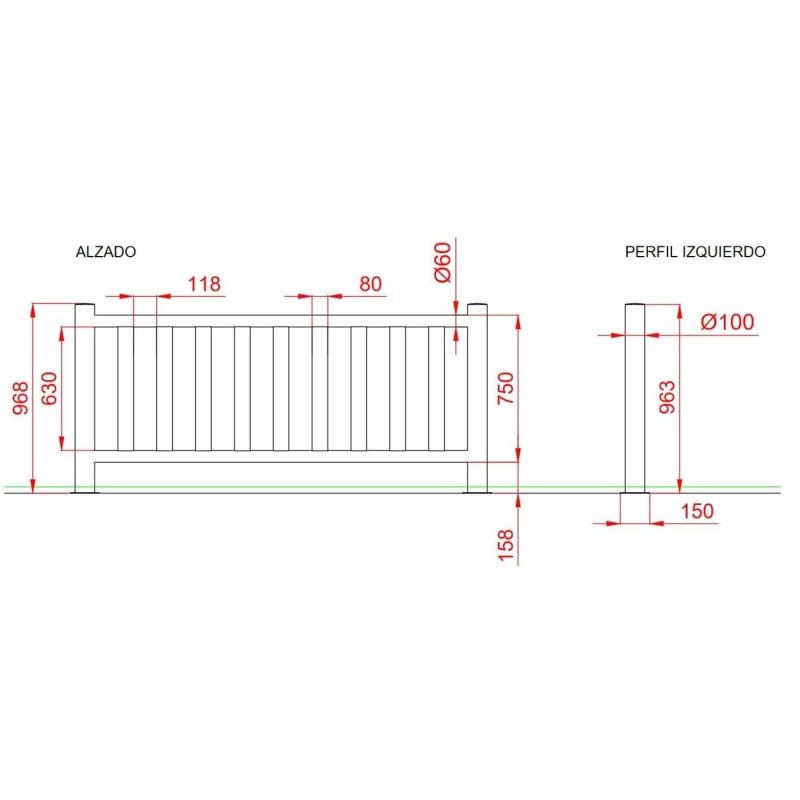 Valla metálica galvanizada y lacada