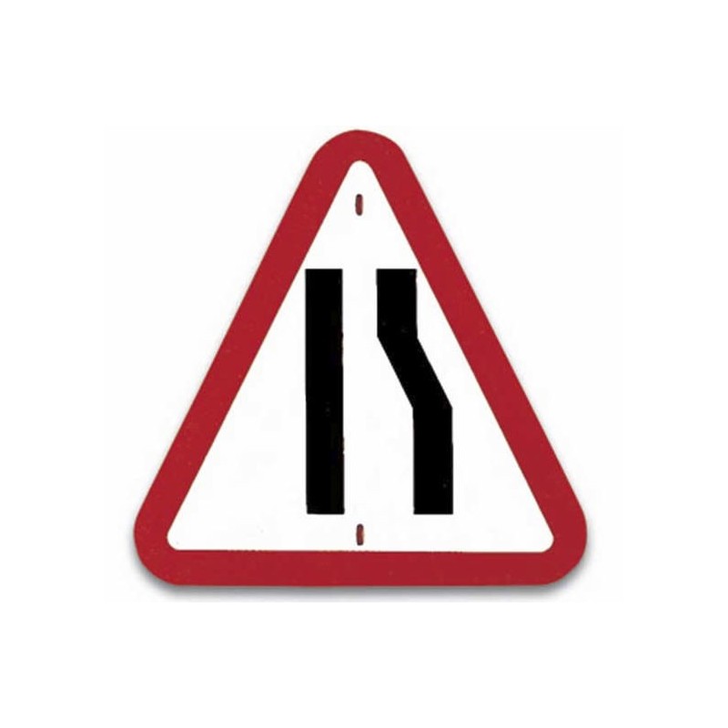 Señal de peligro por estrechamiento de calzada