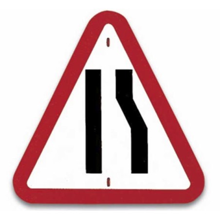 Señal de peligro por estrechamiento de calzada