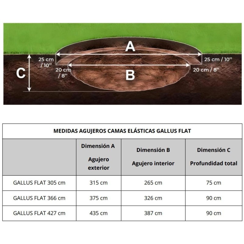Cama elástica Gallus Plus Flat 366