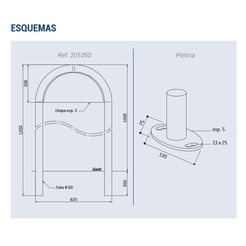 Arco apoya bicicletas ALPE D'HUEZ Ø 60mm (Galvanizado)