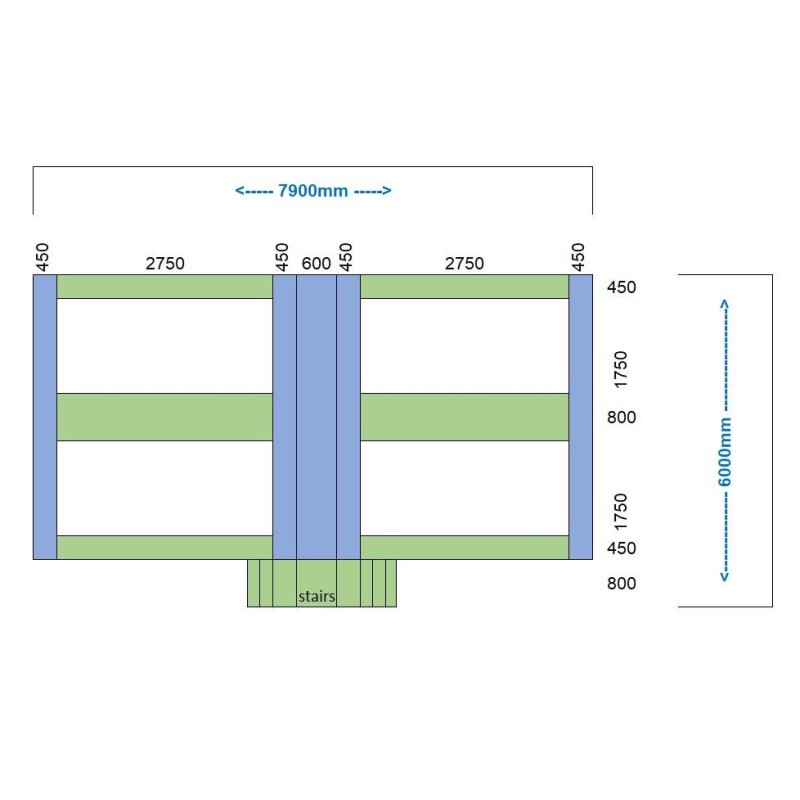 Camas elásticas en batería rectangulares