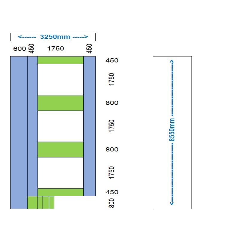 Camas elásticas en batería cuadradas