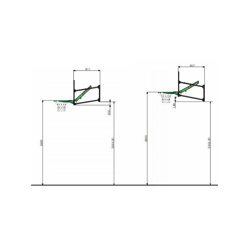 Cesto de basquete de parede EXIT Galaxy com aro rígido