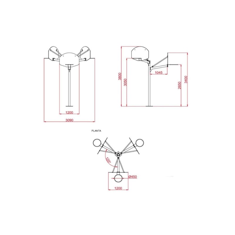 Canasta de Básquet Triple para Uso Público