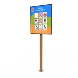 Cartel informativo 100x120 cm Poste de Madera