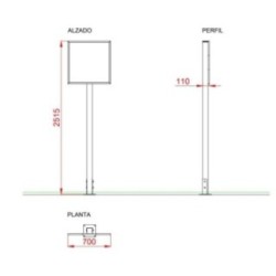 Cartel informativo 70x70 cm Poste de Madera