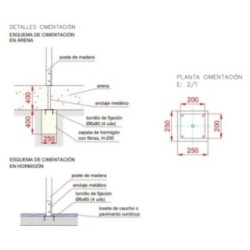 Cartel informativo 70x70 cm Poste de Madera
