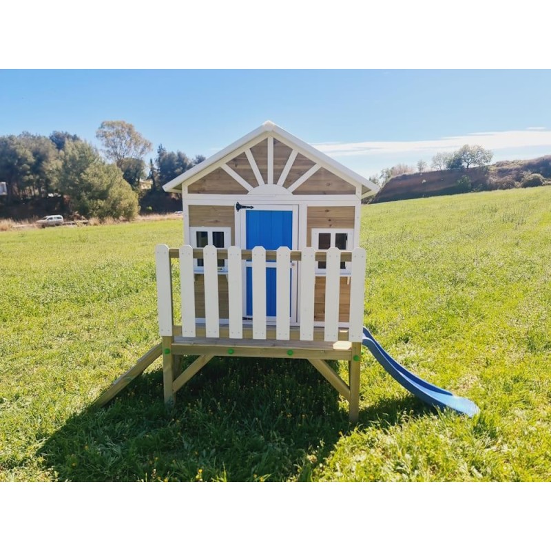 MASGAMES VISBY casa de brincar elevada [60 cm de altura] madeira com painéis