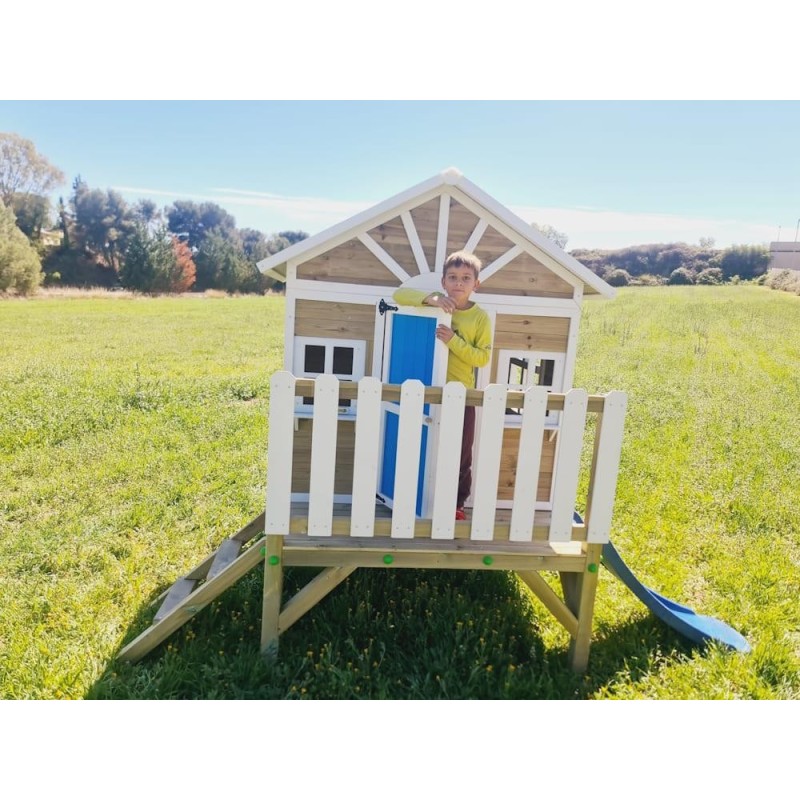 MASGAMES VISBY casa de brincar elevada [60 cm de altura] madeira com painéis