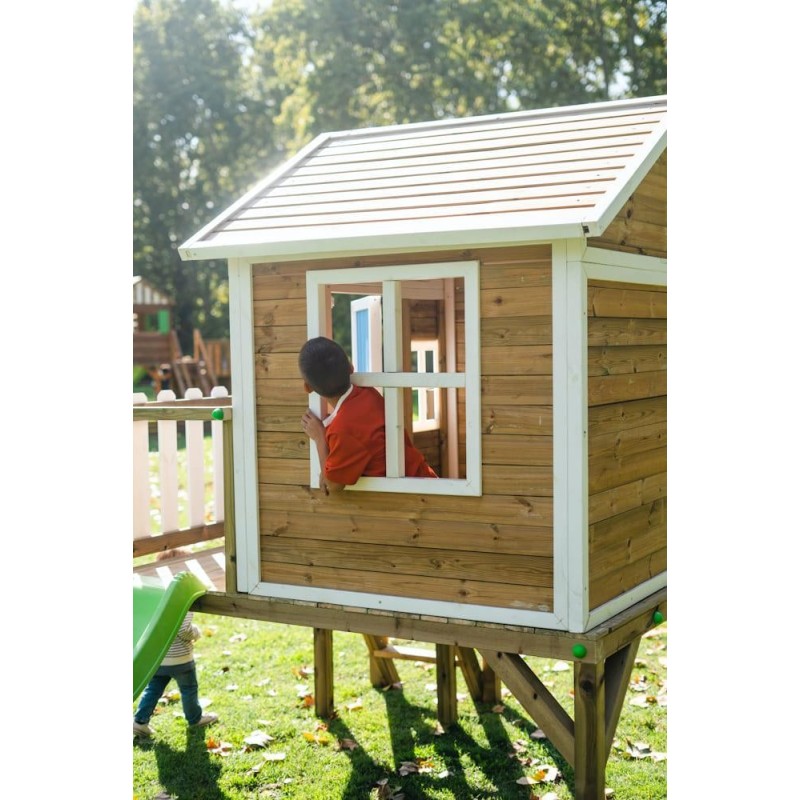 MASGAMES VISBY casa de brincar elevada [90 cm de altura] madeira com painéis