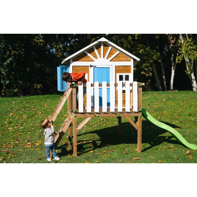 MASGAMES VISBY casa de brincar elevada [90 cm de altura] madeira com painéis