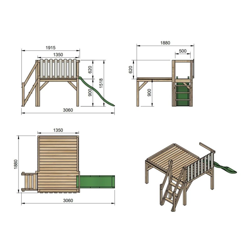 Casita infantil elevada MASGAMES LOLLIPOP XL [90 cm altura]