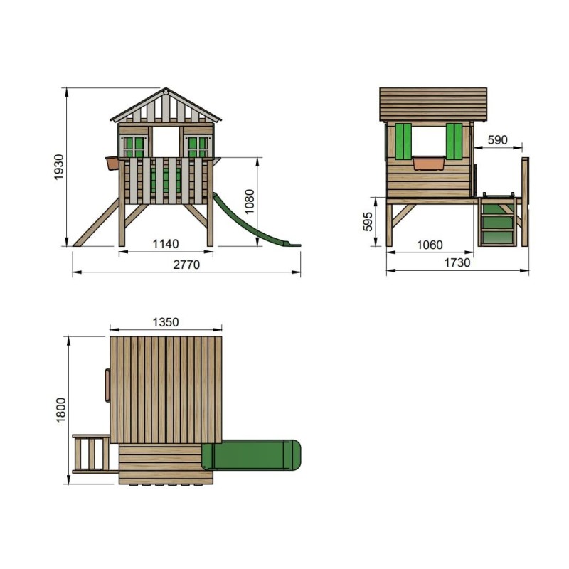 Casita infantil elevada MASGAMES LOLLIPOP VERDE