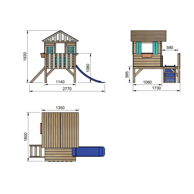 Casita infantil elevada MASGAMES LOLLIPOP AZUL