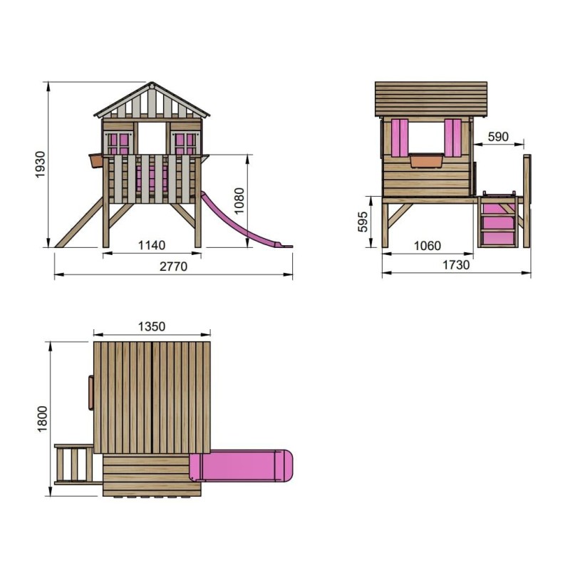 Casinha infantil de madeira elevada MASGAMES LOLLIPOP ROSA