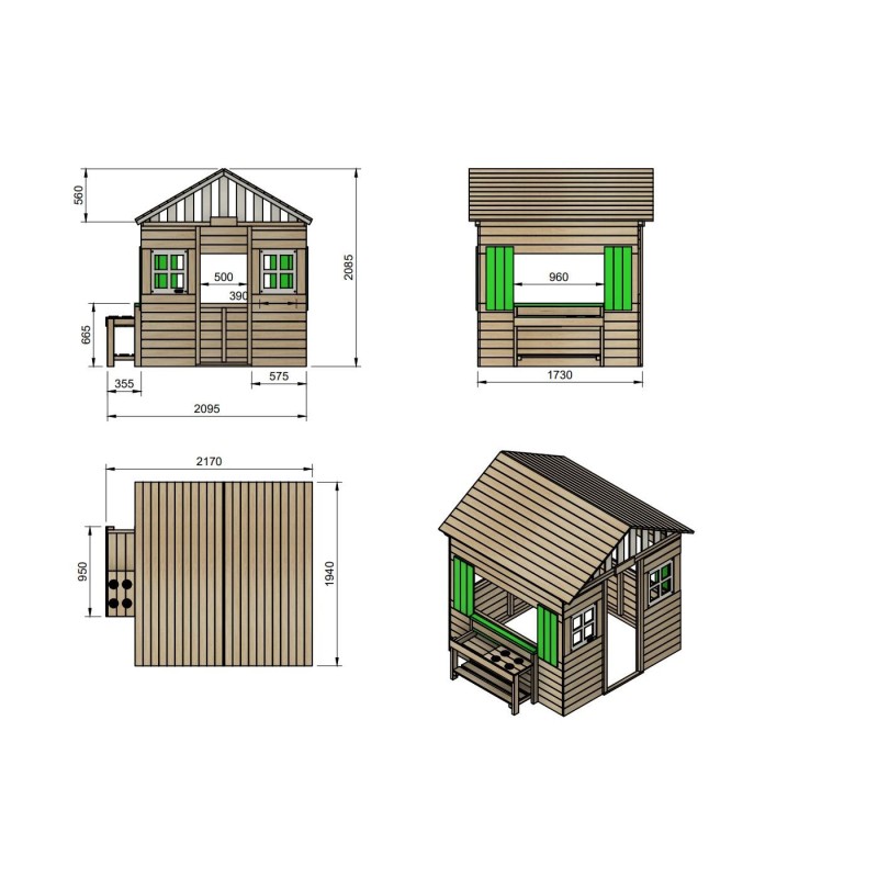 Casita infantil de madera MASGAMES LOLLIPOP XXL HORECA con cocinita