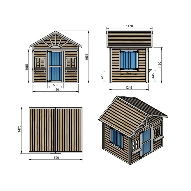 Casita infantil MASGAMES VISBY madera panelada