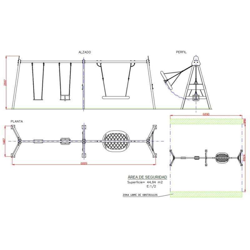 Balanço INOX PERSÉPOLIS DUPLO + ASSENTO NINHO