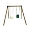 Columpio doble madera cuadrada Masgames KARAI JUNIOR XL + asiento bebé