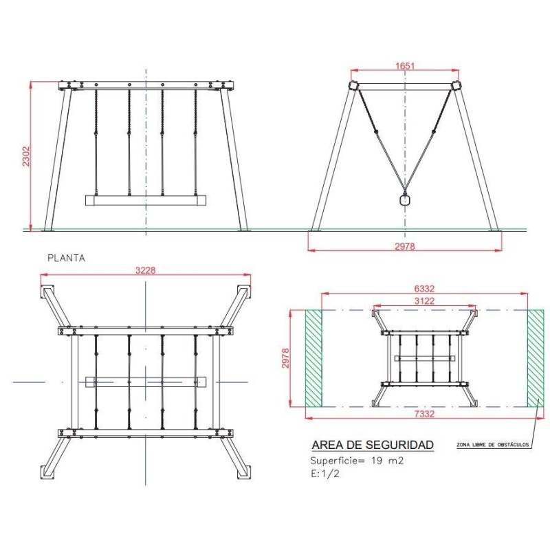 Baloiço GOLIATH triplo oscilante
