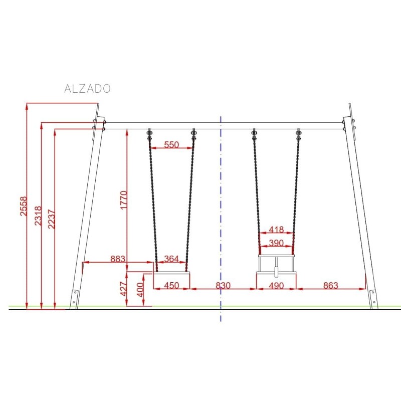 Columpio biplaza asientos mixtos