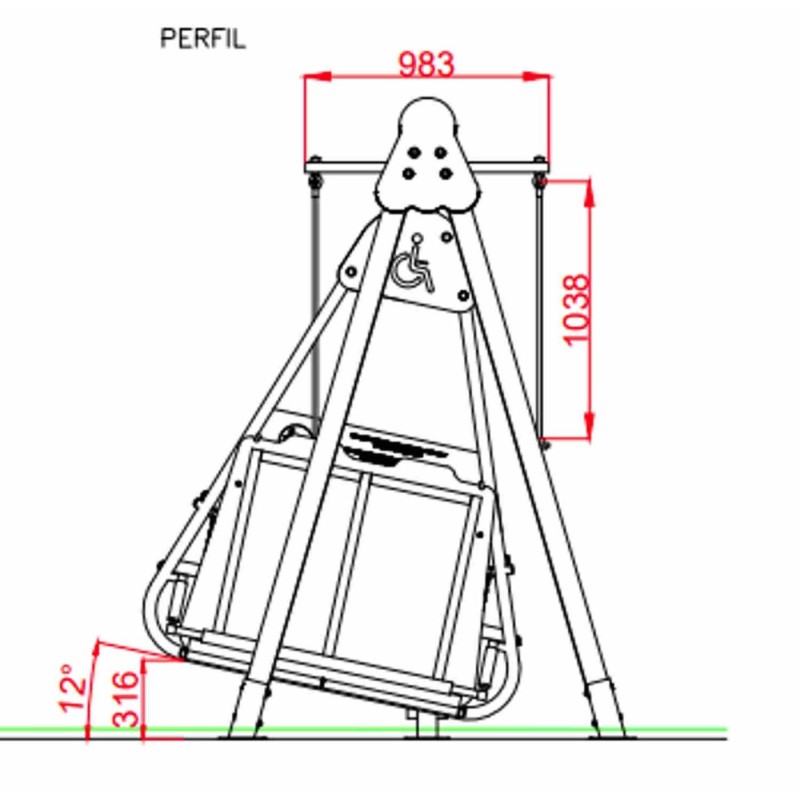 Columpio INOX Inclusivo para SILLA DE RUEDAS
