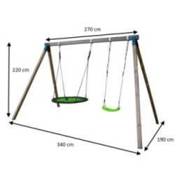 Columpio de madera cuadrada Masgames AKINA XL