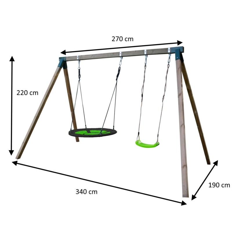 Columpio de madera cuadrada Masgames AKINA XL