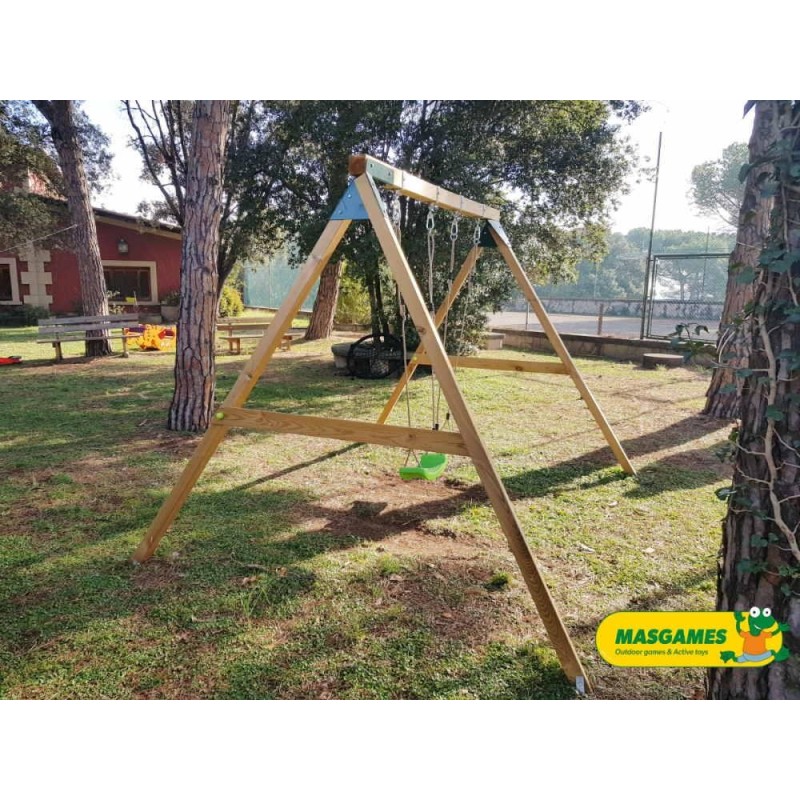 Columpio doble madera cuadrada Masgames KATA XL + asiento bebé