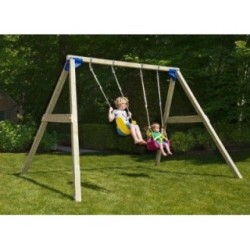 Columpio doble madera cuadrada Masgames KATA XL + asiento bebé