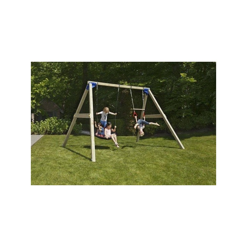 Columpio doble madera cuadrada Masgames KATA XL + asiento bebé