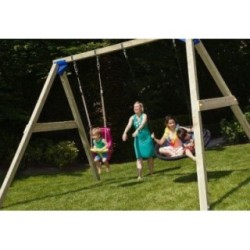 Columpio doble madera cuadrada Masgames KATA XL + asiento bebé