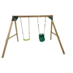 Columpio doble madera cuadrada Masgames KATA XL + asiento bebé