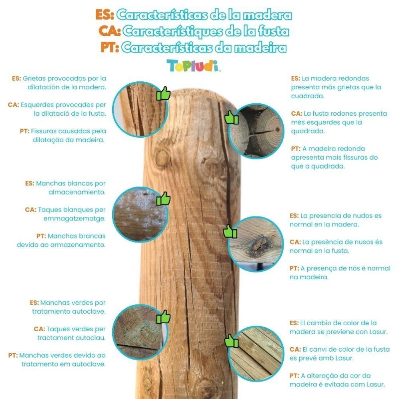 Columpio doble madera cuadrada Masgames REIKO L