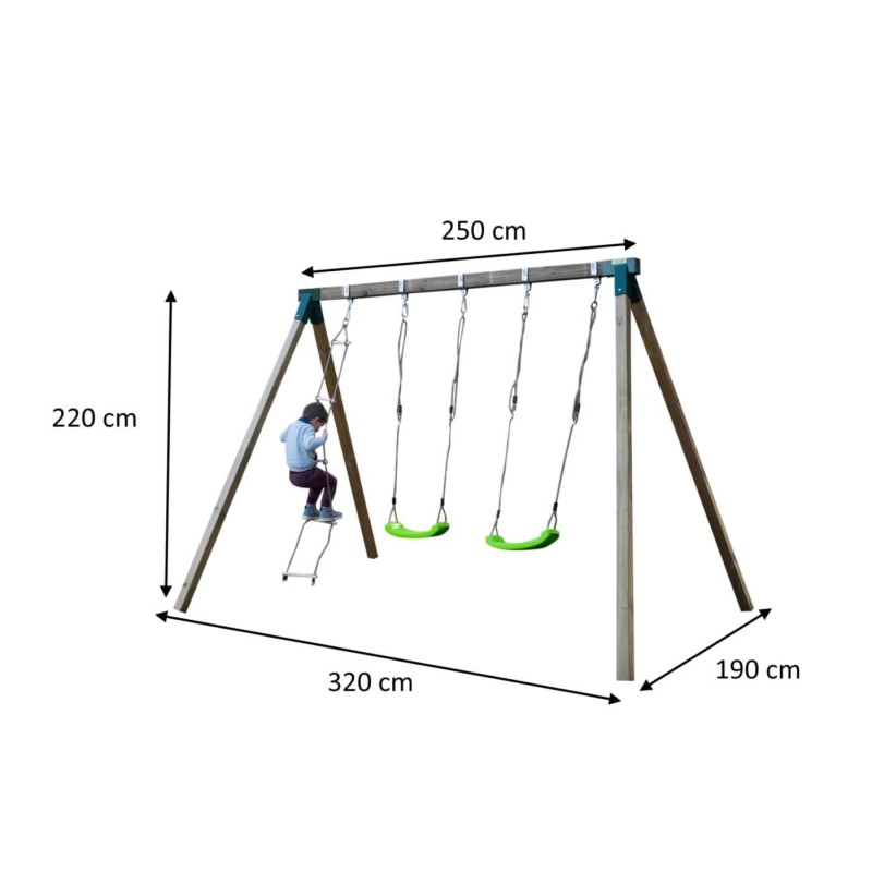 Columpio de madera cuadrada Masgames YUA XL