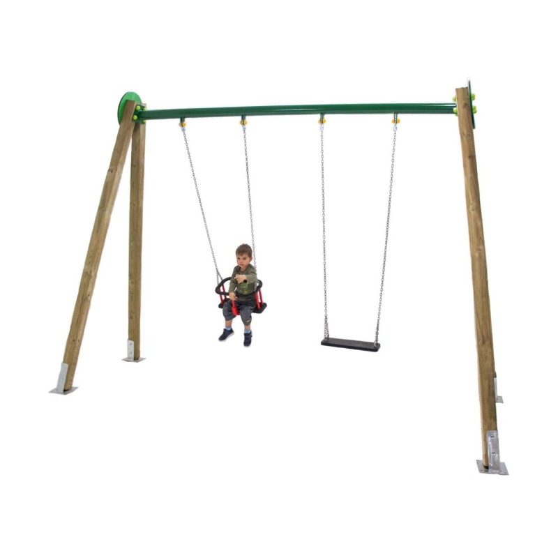 Columpio doble de madera MASGAMES Draco asientos mixtos