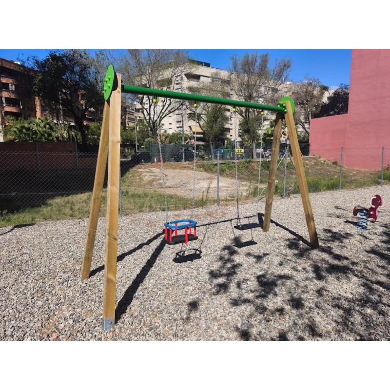 Columpio doble de madera MASGAMES Draco asientos mixtos