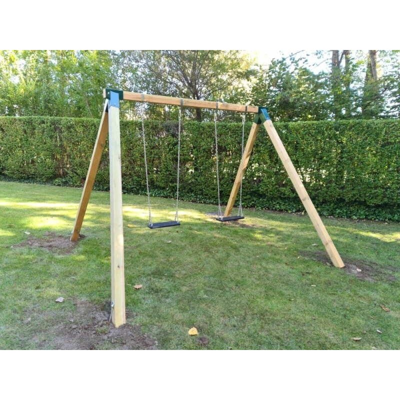 Columpio doble madera cuadrada MASGAMES KARAI DELUXE ADULTOS asientos con cadenas