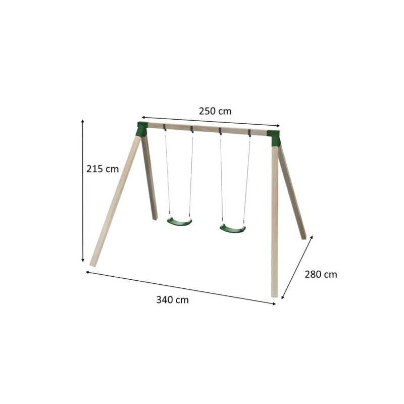 Columpio doble madera cuadrada MASGAMES KARAI DELUXE ADULTOS asientos con cadenas