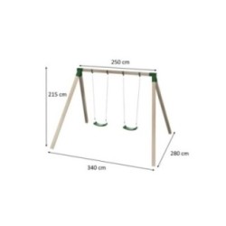 Columpio doble madera cuadrada MASGAMES KARAI DELUXE ADULTOS asientos con cuerda